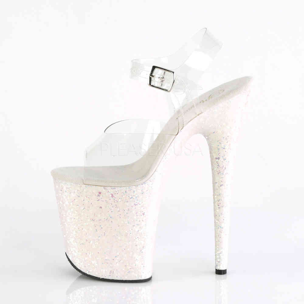 Pleaser - FLAMINGO808LG Sandale à bride à la cheville, Pole dance chaussures - Chaussures de pole dance - Rose/Transparent Product image